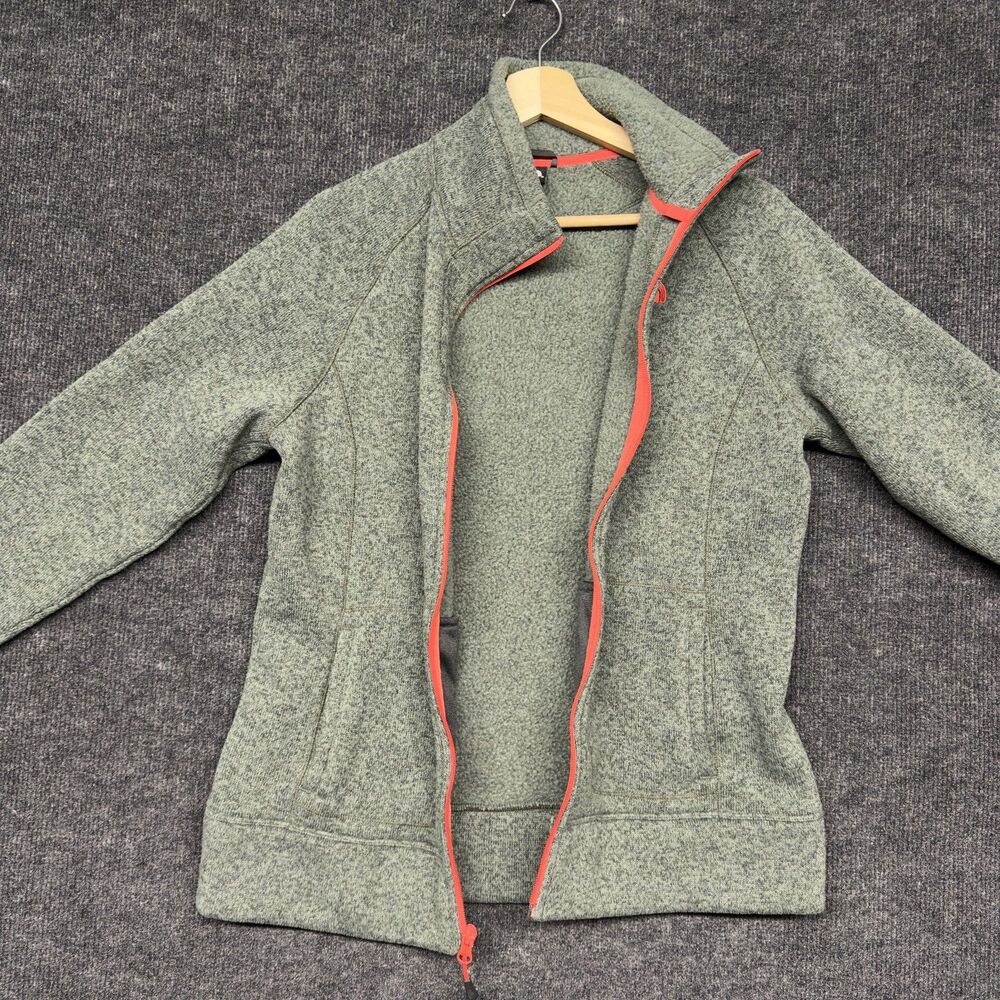 The North Face Crescent Women's Large Full Zip Sweater Fleece Jacket Green Coral - Picture 5 of 14